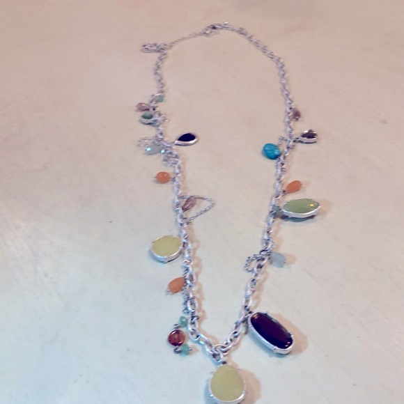 Lia sophia long silver multicolor necklace EUC - Picture 1 of 9